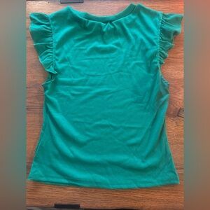 Green Ruffle Sleeve Women's Tank Top